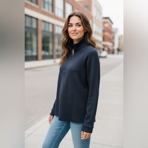 Women's Navy Quarter-Zip Sweater